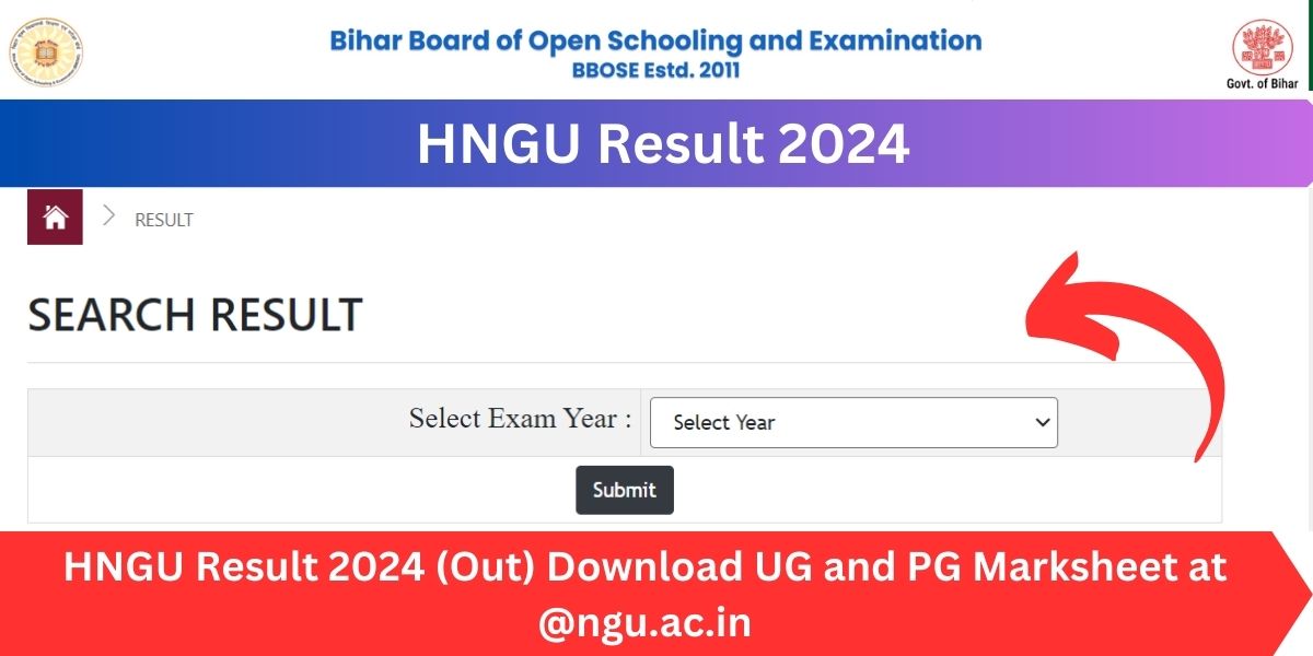 HNGU Result 2024 (Out) Download UG and PG Marksheet at @ngu.ac.in